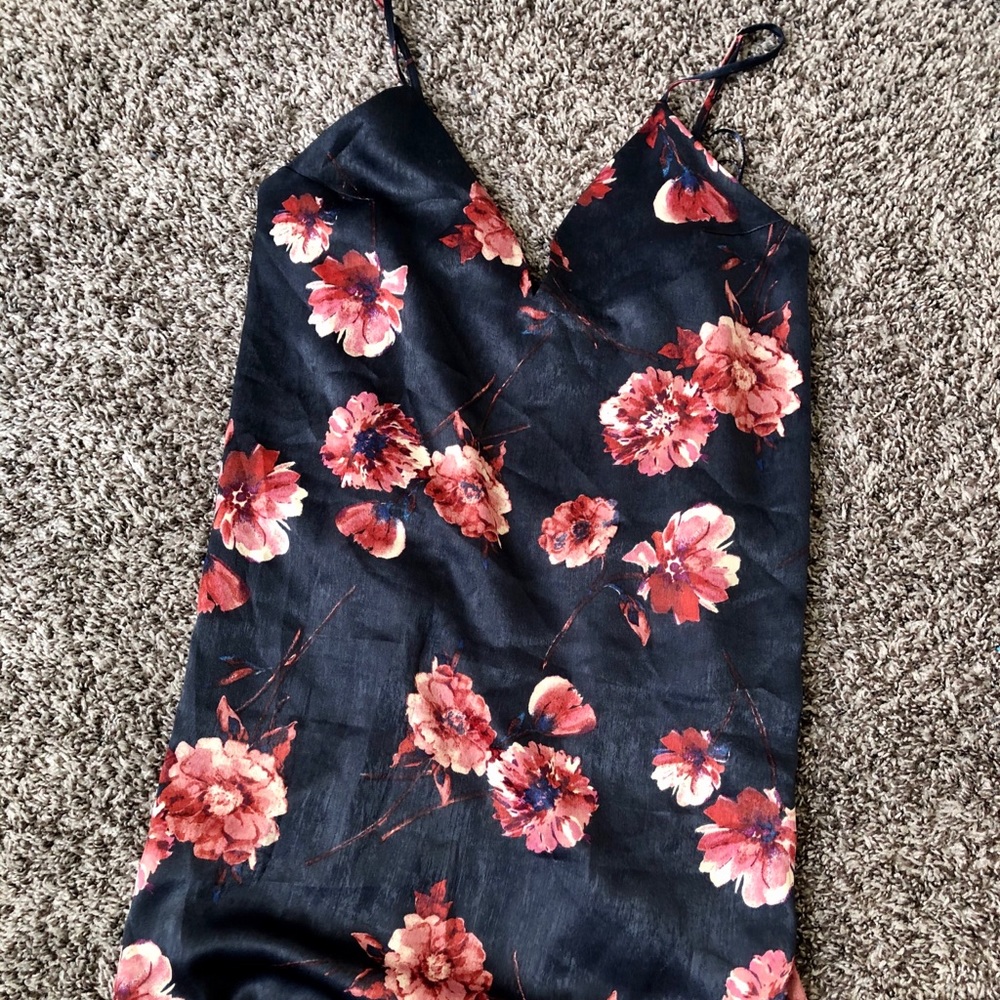 Blue navy slip v neck dress